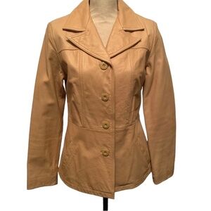 Vintage Wilson's Leather Pelle Studio  Tan Beige Leather Blazer Coat 1970